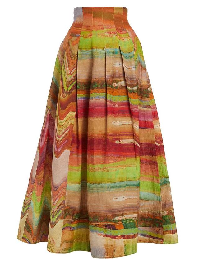 Womens Alessandra Painterly Linen-Blend Maxi Skirt Product Image