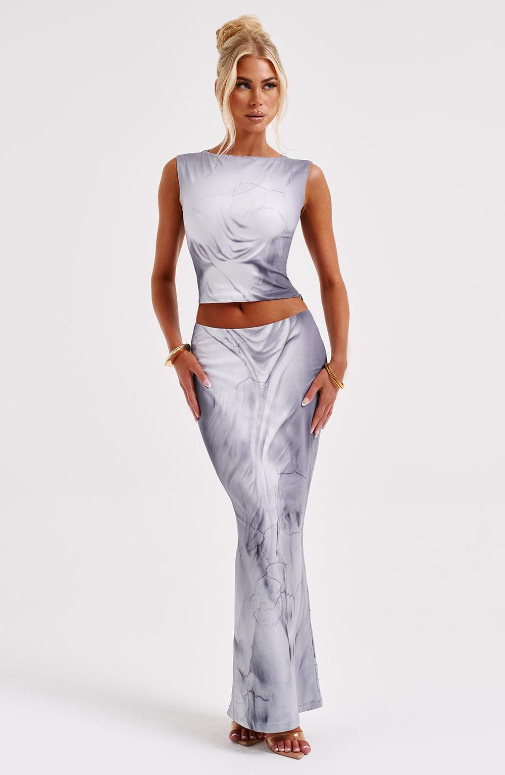 Charmayne Maxi Skirt - Grey Body Print Product Image