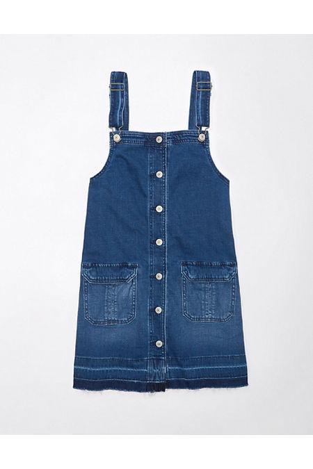 AE Denim Button-Up Pinafore Dress Women's Product Image