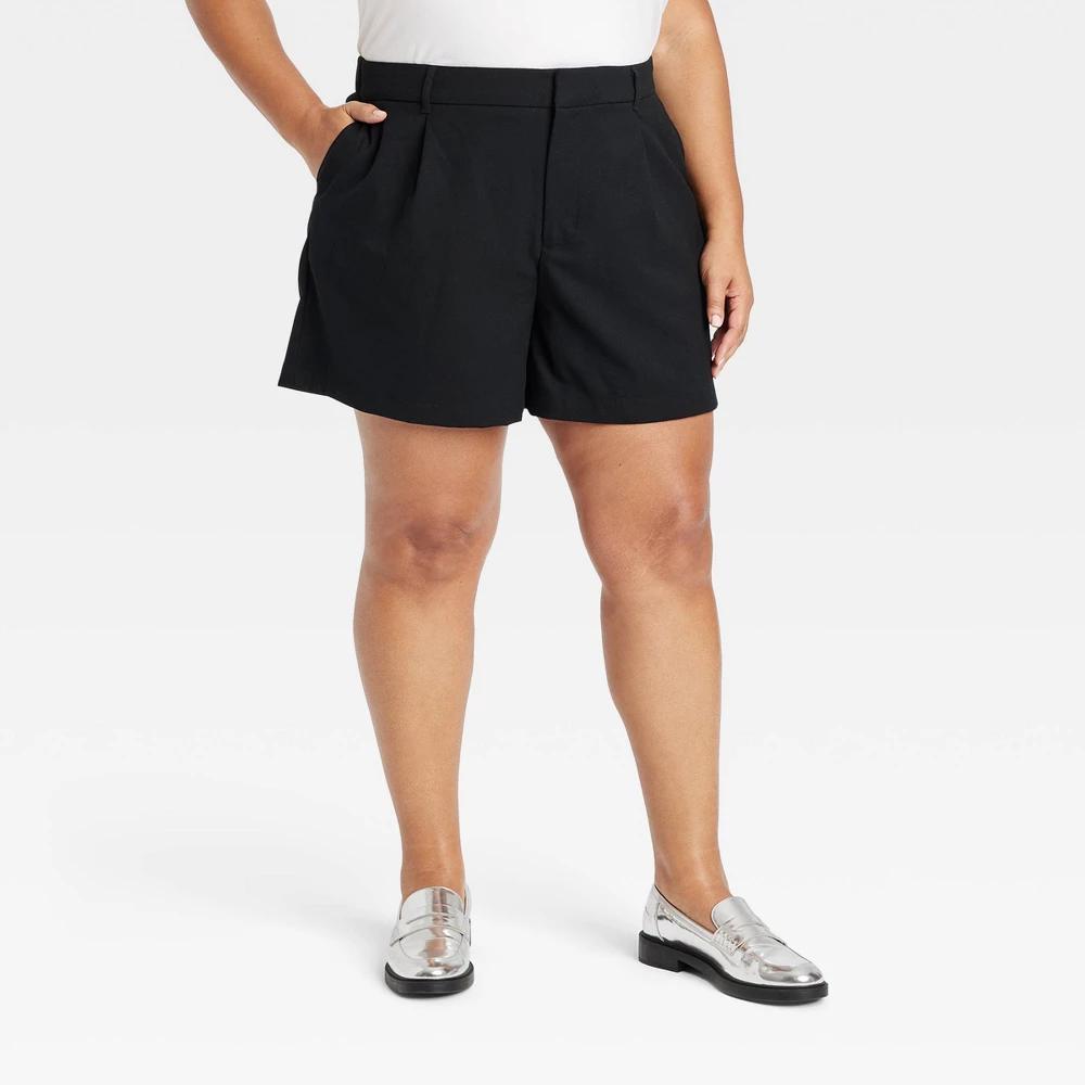 Womens Mid-Rise Trouser Shorts - Ava & Viv Black 26 product image