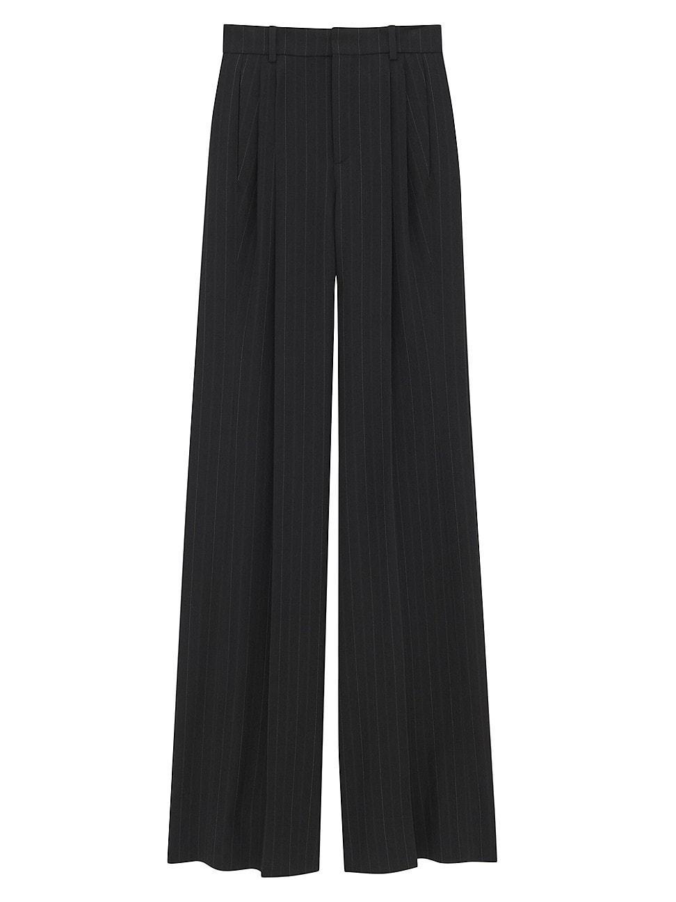 Womens Wide-Leg Pants In Striped Wool product image