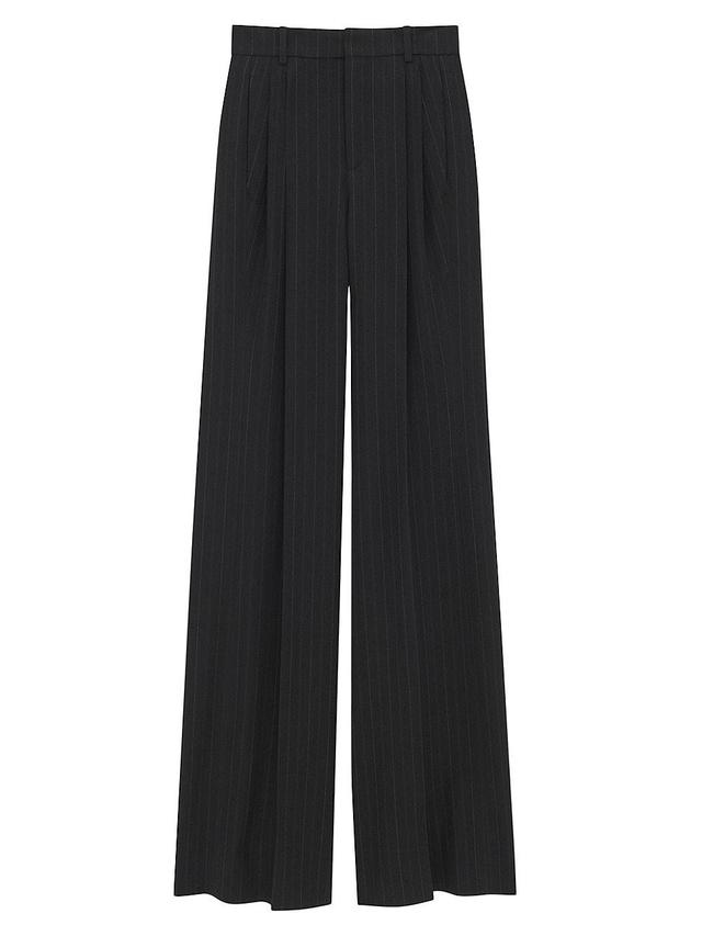 Womens Wide-Leg Pants In Striped Wool Product Image