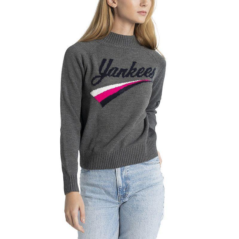 Womens Lusso Gray New York Yankees Serena Raglan Pullover Sweater Product Image