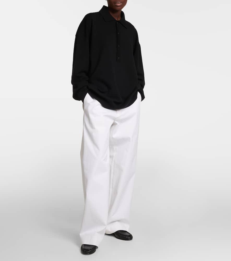 THE ROW Wool-blend Polo Sweater In Black Product Image