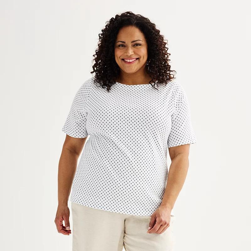 Plus Size Croft & Barrow Button Shoulder Top, Womens Product Image