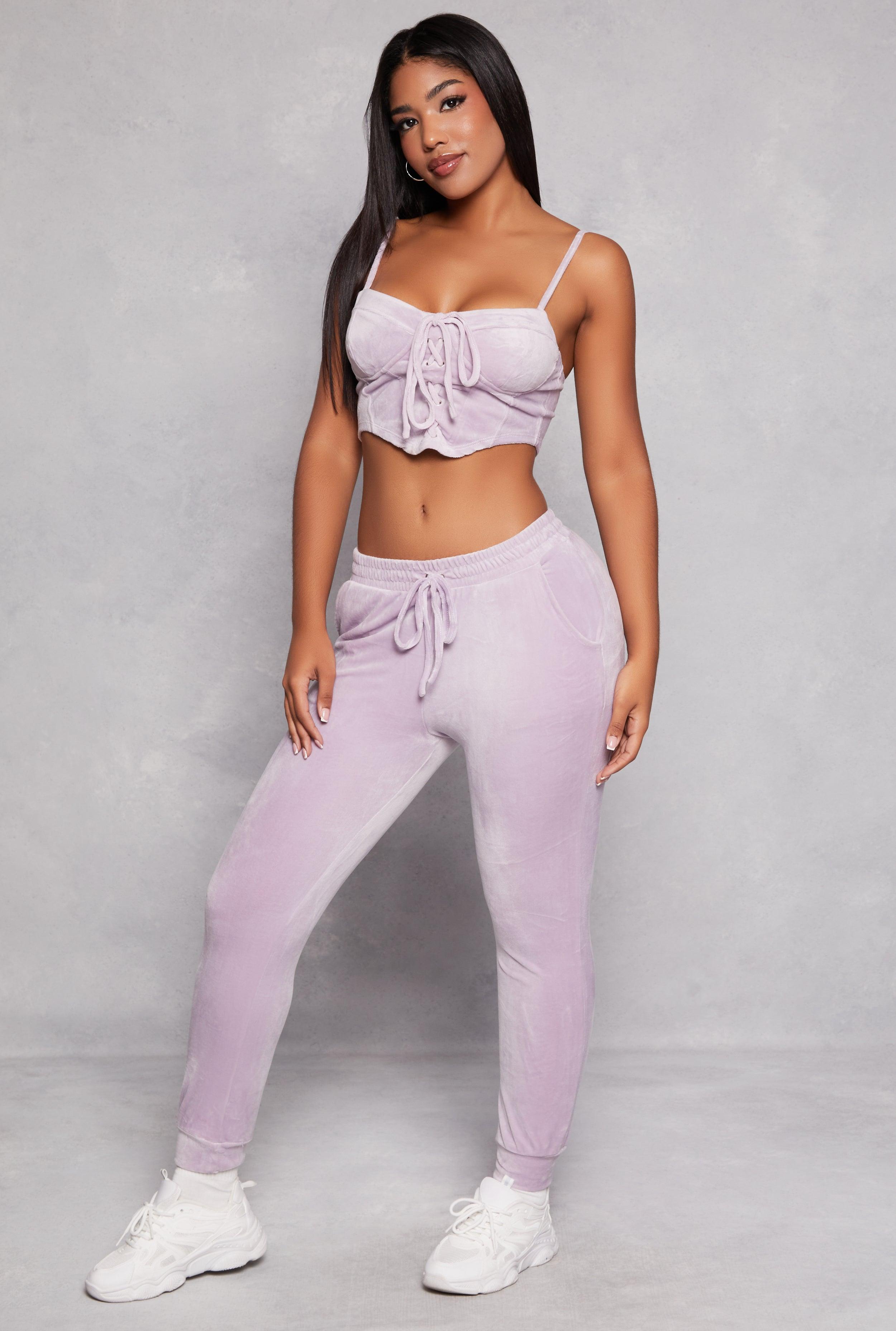 Womens Iris Velour Lace Up Corset Top with Joggers Product Image