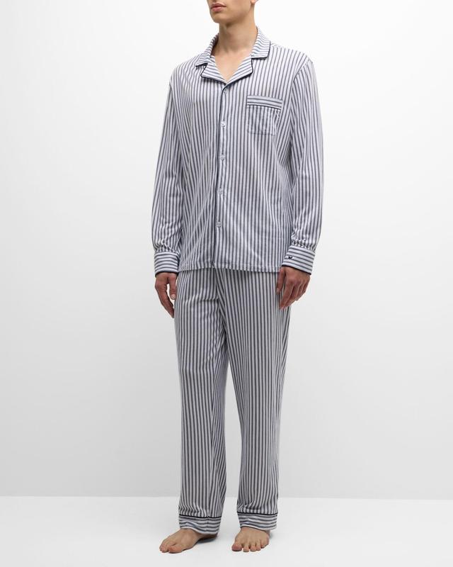 Men's Pima Cotton Stripe Long Pajama Set Product Image