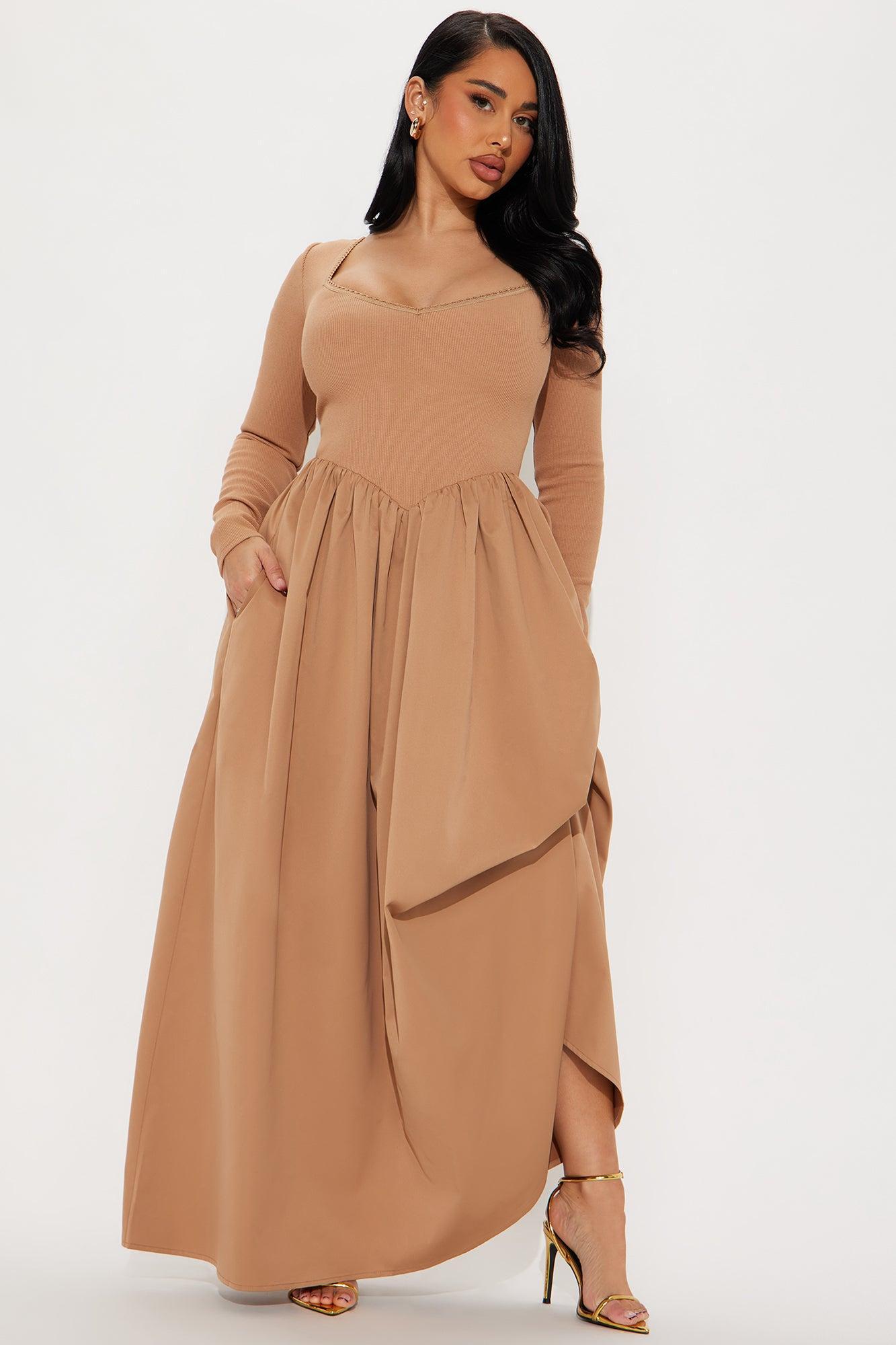 Mia Long Sleeve Maxi Dress - Mocha Product Image