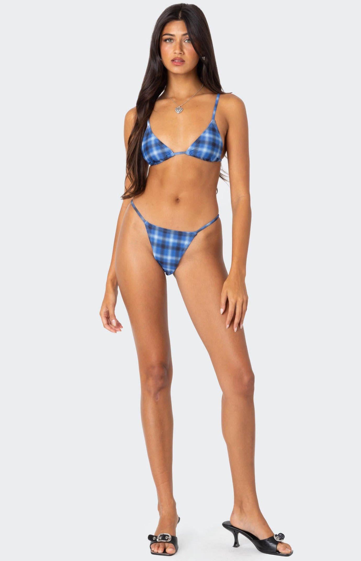 Preppy Plaid String Bikini Bottom Product Image