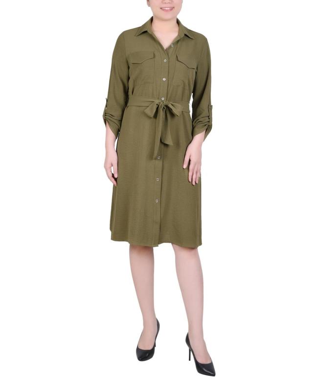 Ny Collection Petite Long Roll Tab Sleeve Shirtdress Product Image