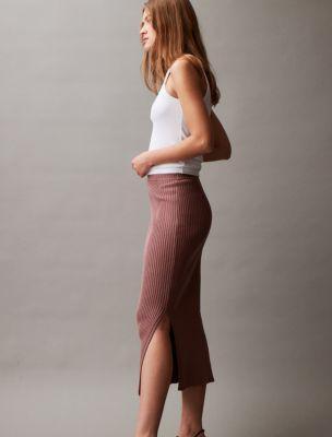 Smooth Cotton Rib Midi Sweater Skirt Product Image