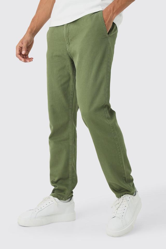 Tapered Chinos With Drawcords In Khaki | boohooMAN USA Product Image