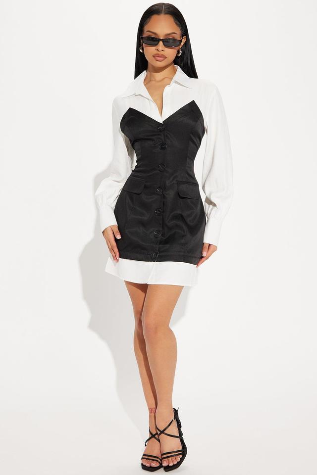 Katie Blazer Mini Dress - White/Black Product Image