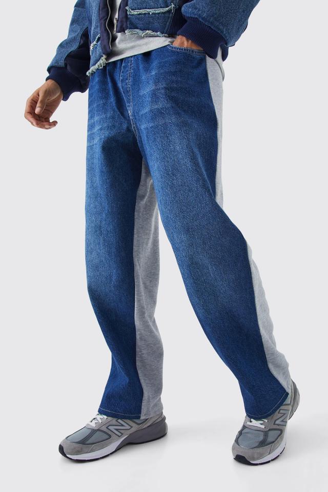 Baggy Fit Elastic Waist Hybrid Sweatpants Jean | boohooMAN USA Product Image