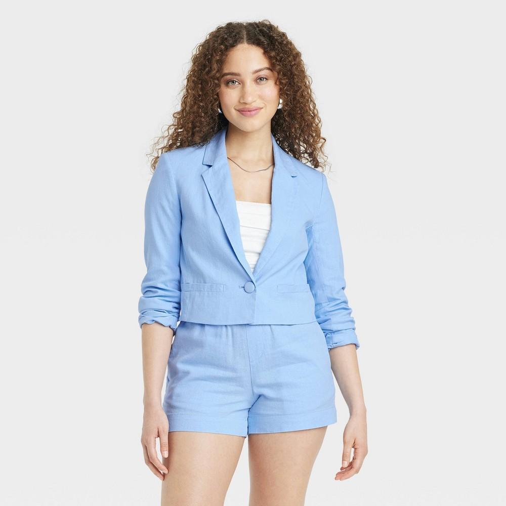 Womens Cropped Blazer - A New Day Blue Product Image