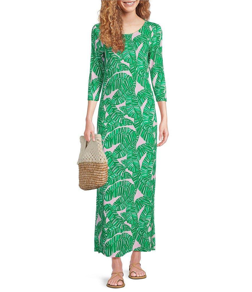 Lilly Pulitzer Morgann Knit Crew Neck 3/4 Sleeve Maxi A-Line Dress Product Image