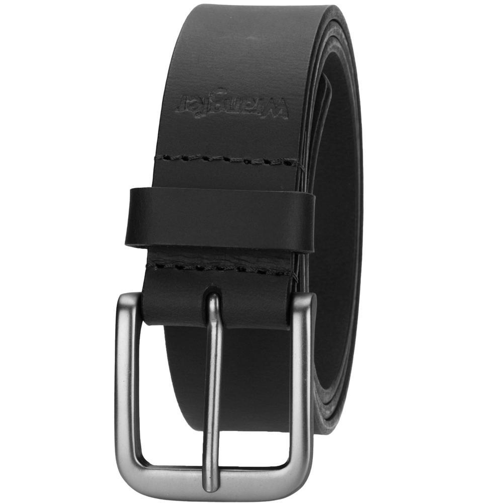 Wrangler Men’s 35mm Genuine Leather Belt Classic Buckle Jean Belt - Black, 36 Product Image