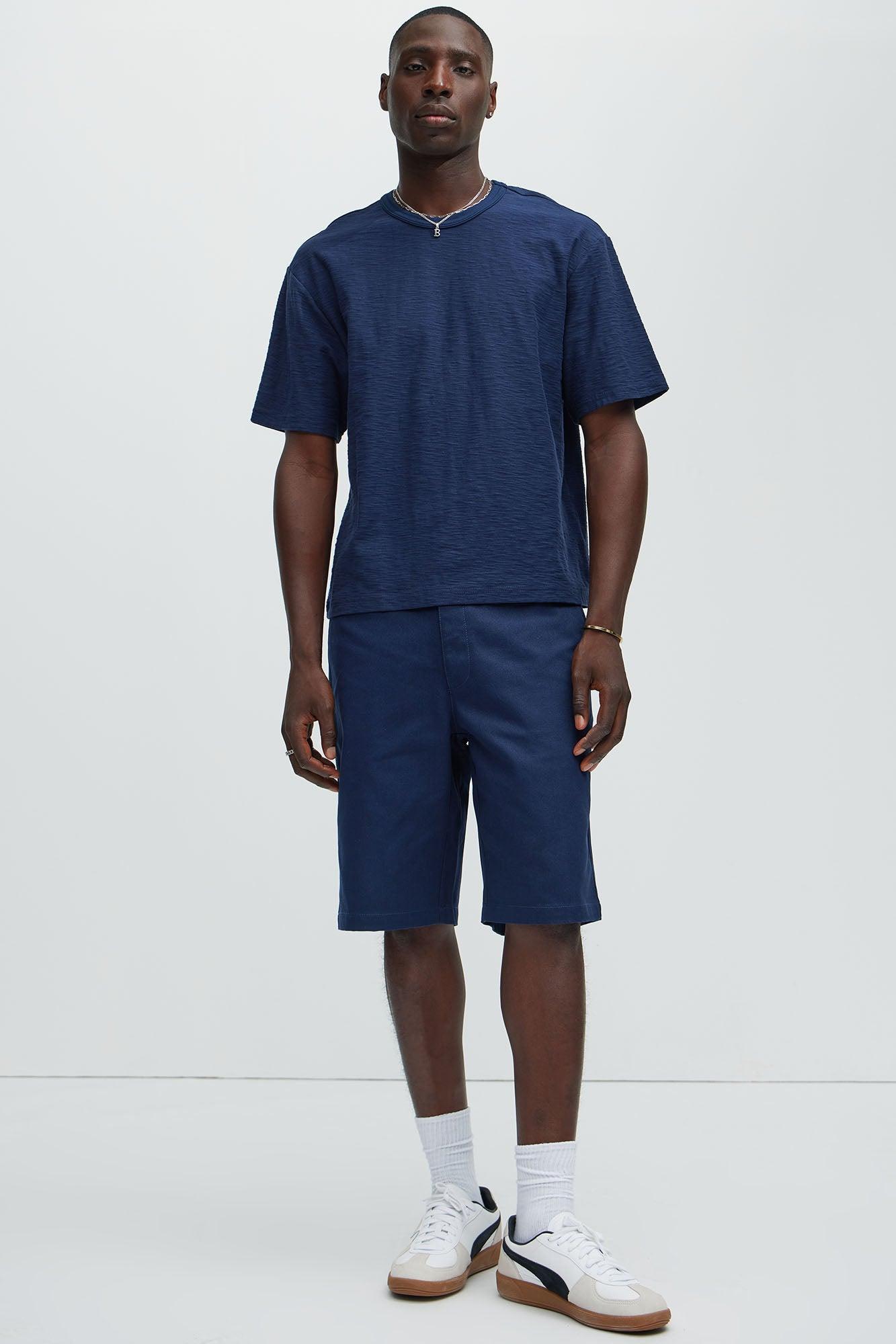 Asher Slub Texture Short Sleeve Tee - Navy Product Image