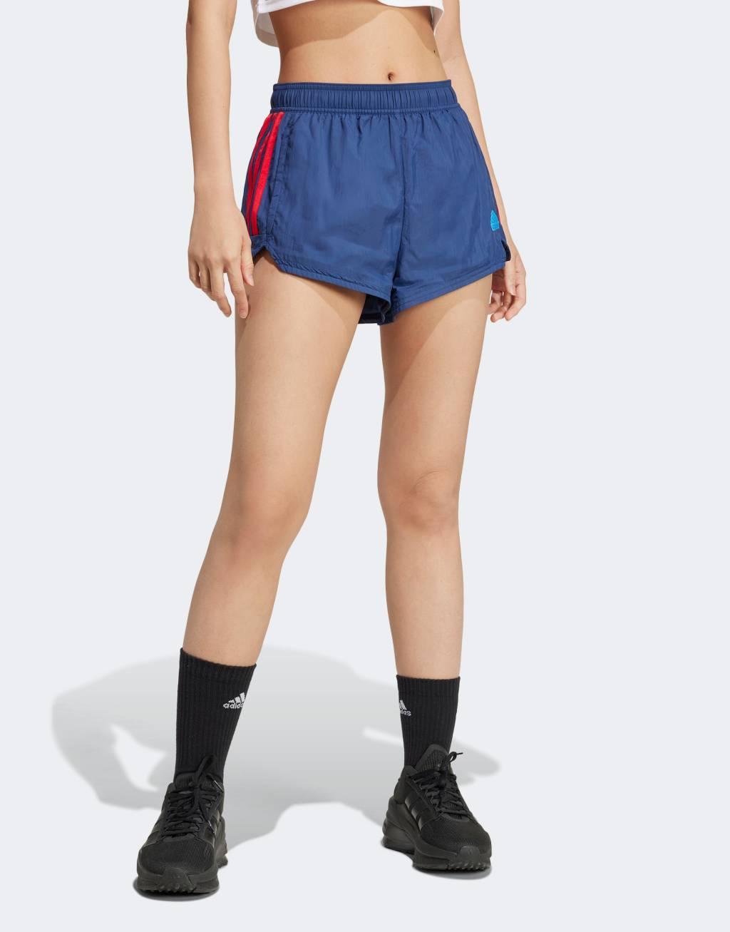 adidas Football Tiro woven shorts in navy blue with red stripes Product Image