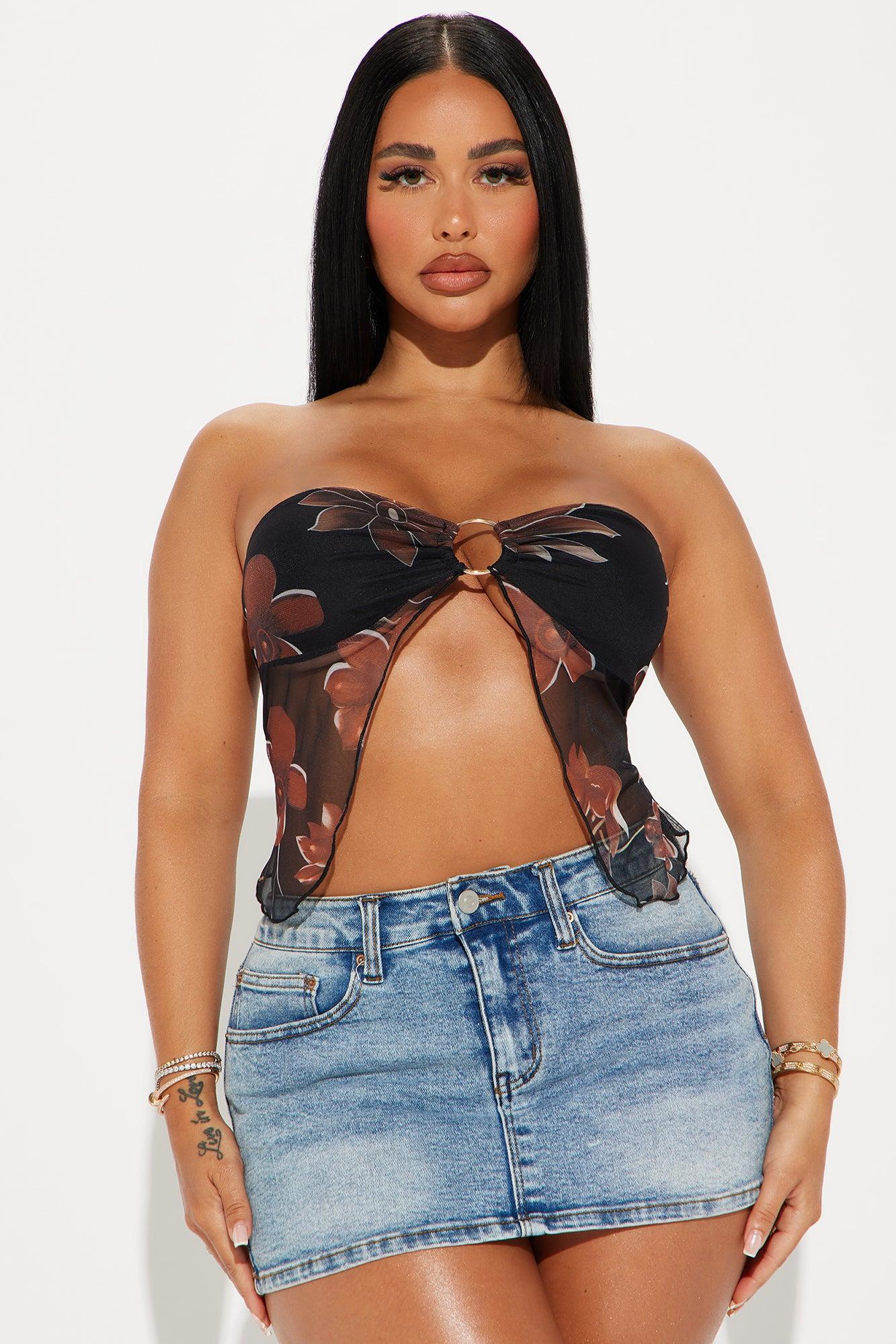 Willow Mesh Halter Top - Black/Brown Product Image