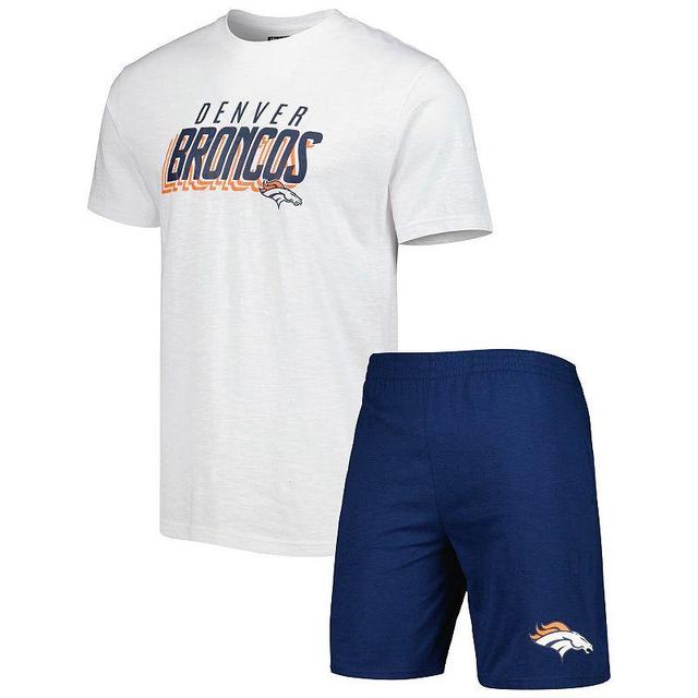 Mens Concepts Sport Navy/White Denver Broncos Downfield T-Shirt & Shorts Sleep Set Product Image