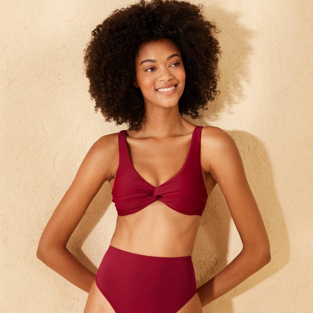 Womens Twist-Front Bralette Bikini Top - Shade & Shore Red Product Image