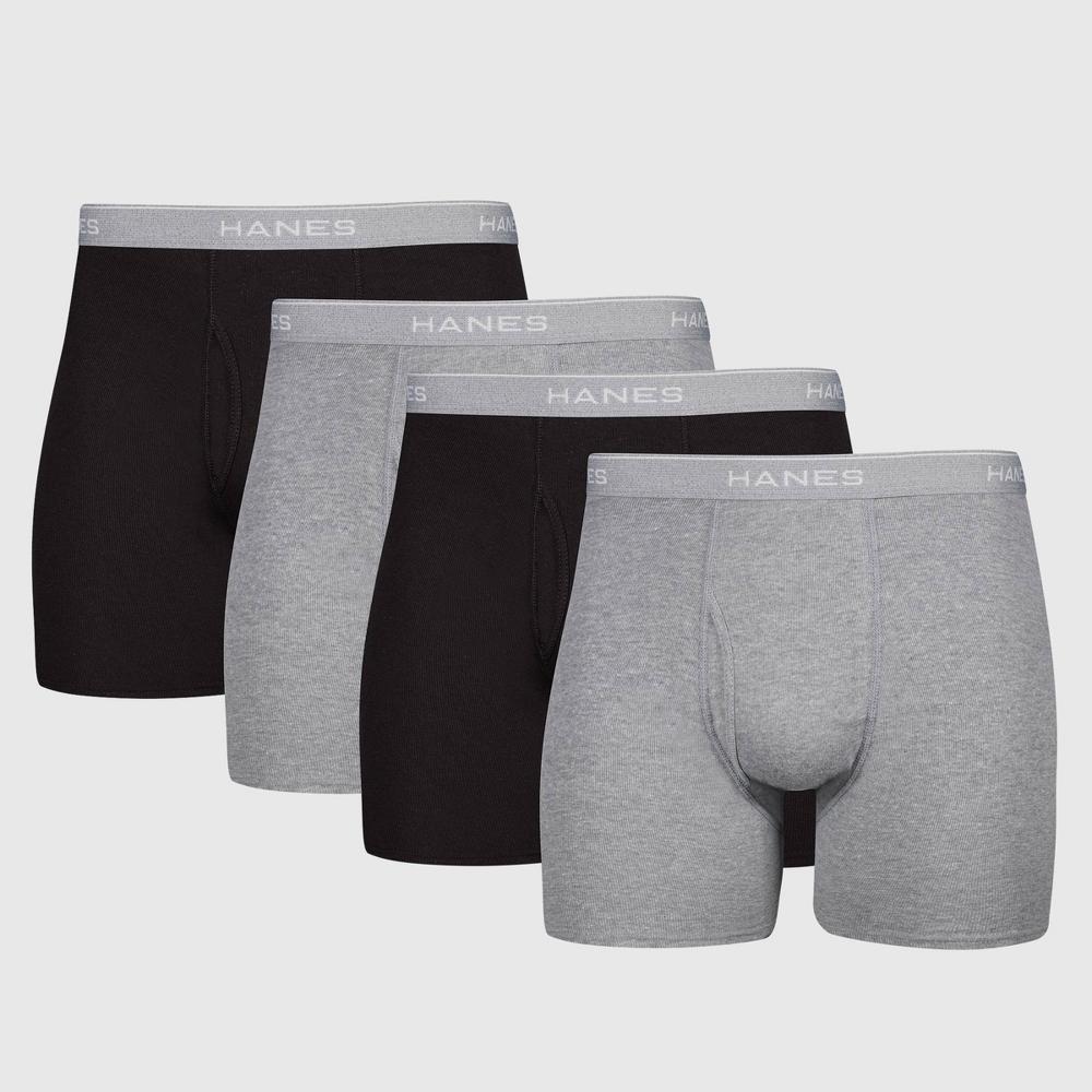 Hanes Mens 4pk Boxer Briefs - Black/Gray XXL Product Image