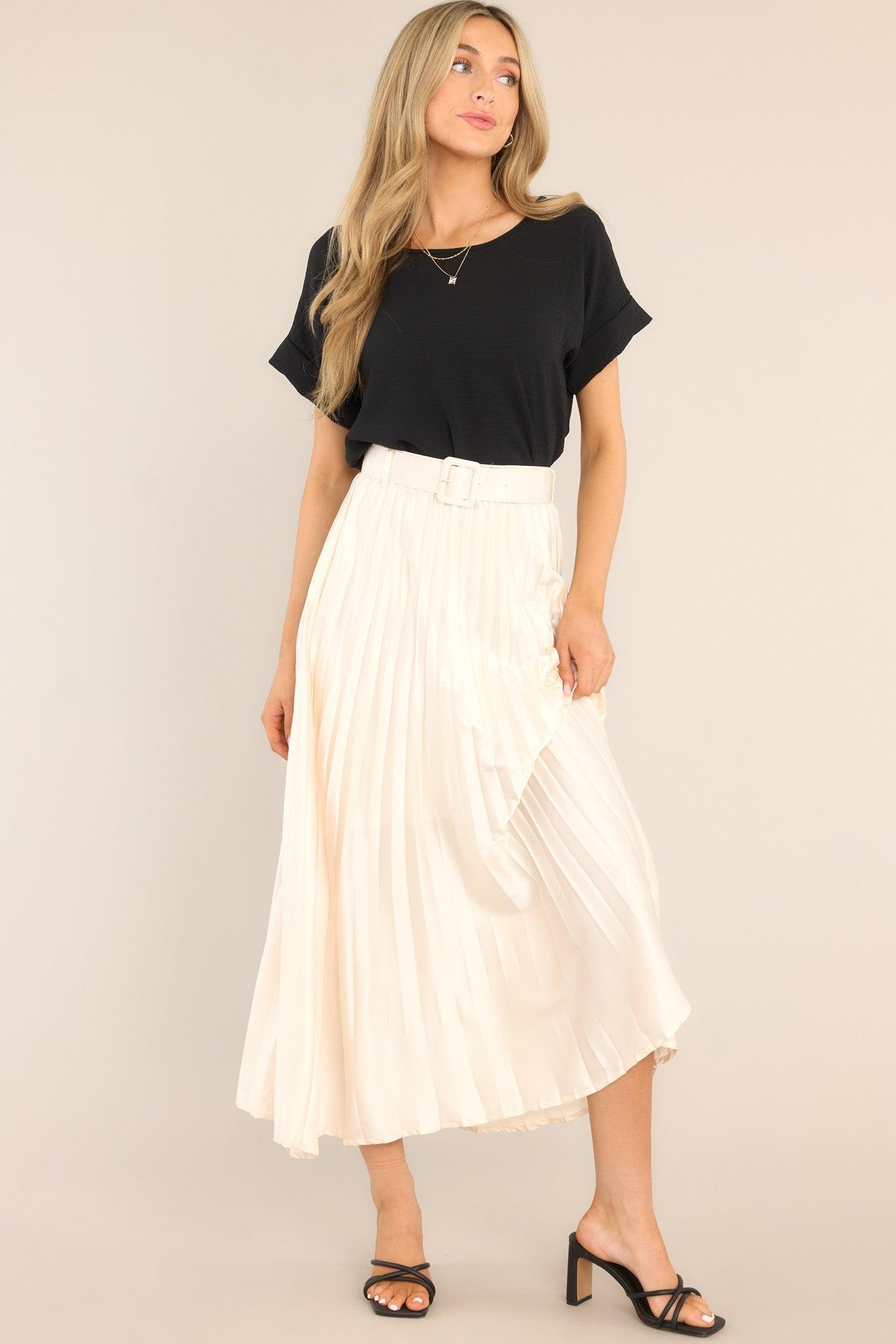 I Want Everything Ivory Pleated Maxi Skirt product image