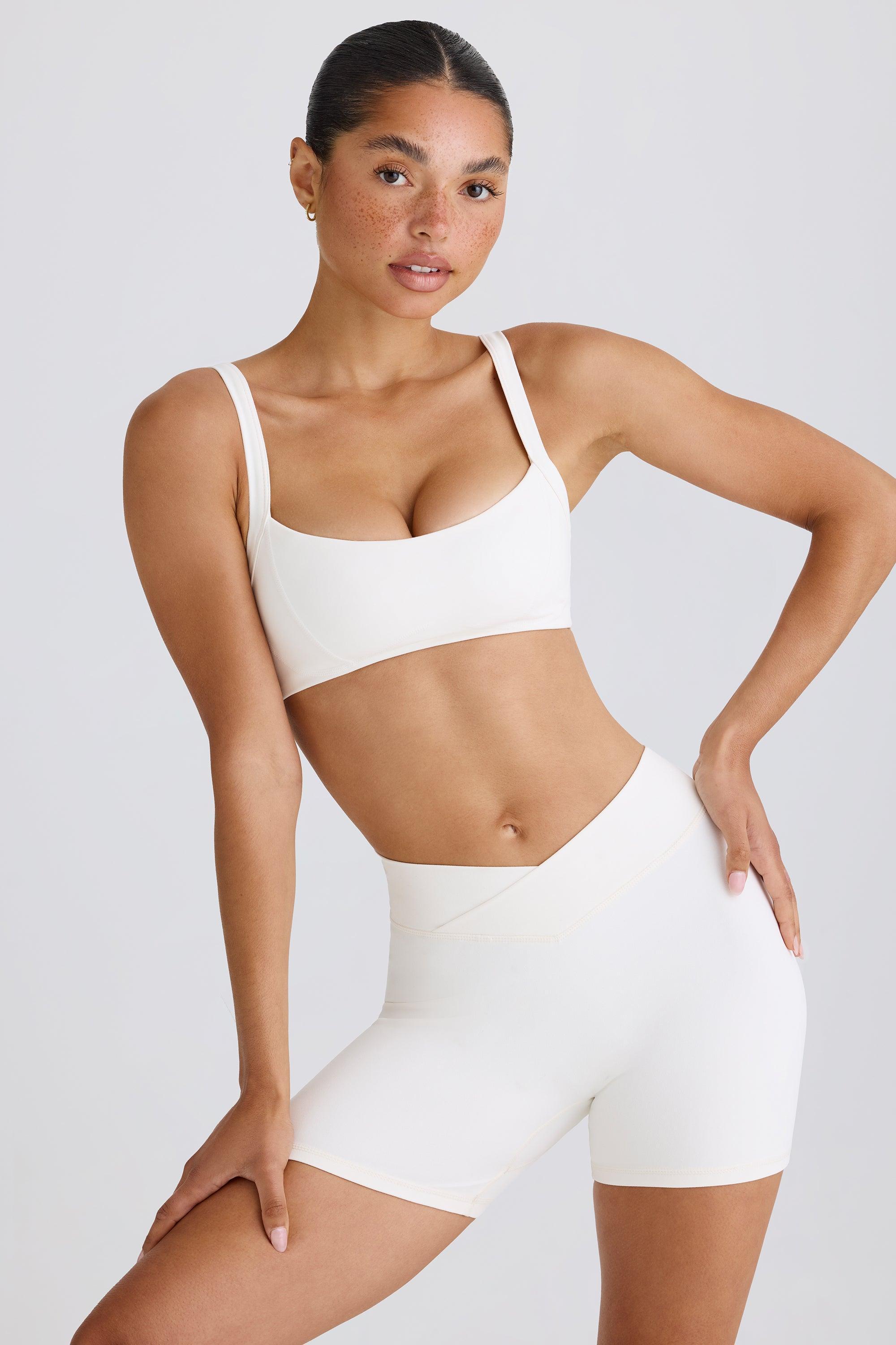 Soft Active Crossover Mini Shorts in White Product Image