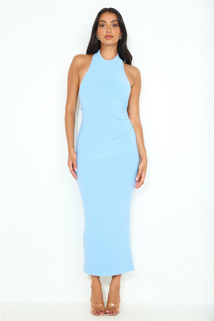 Straight Back To You Halter Maxi Dress Blue product image