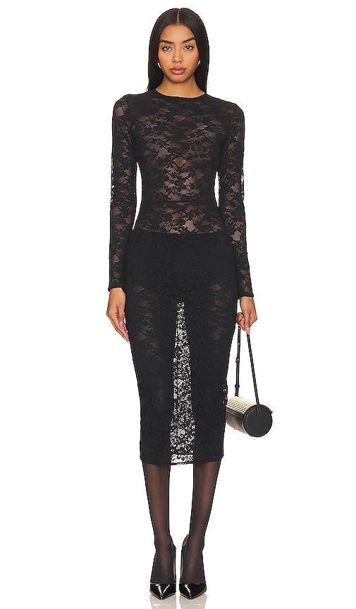 fleur du mal Le Stretch Multifit Lace Long Sleeve Dress Product Image