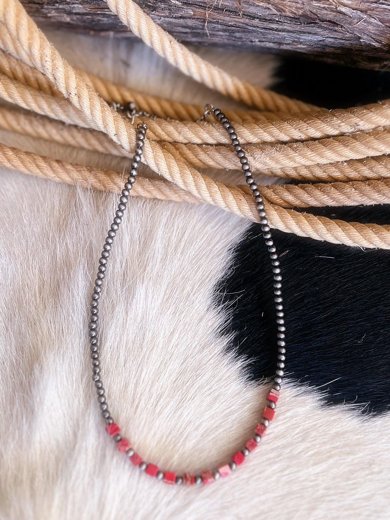 Red Navajo Pearl Gemstone Necklace Product Image