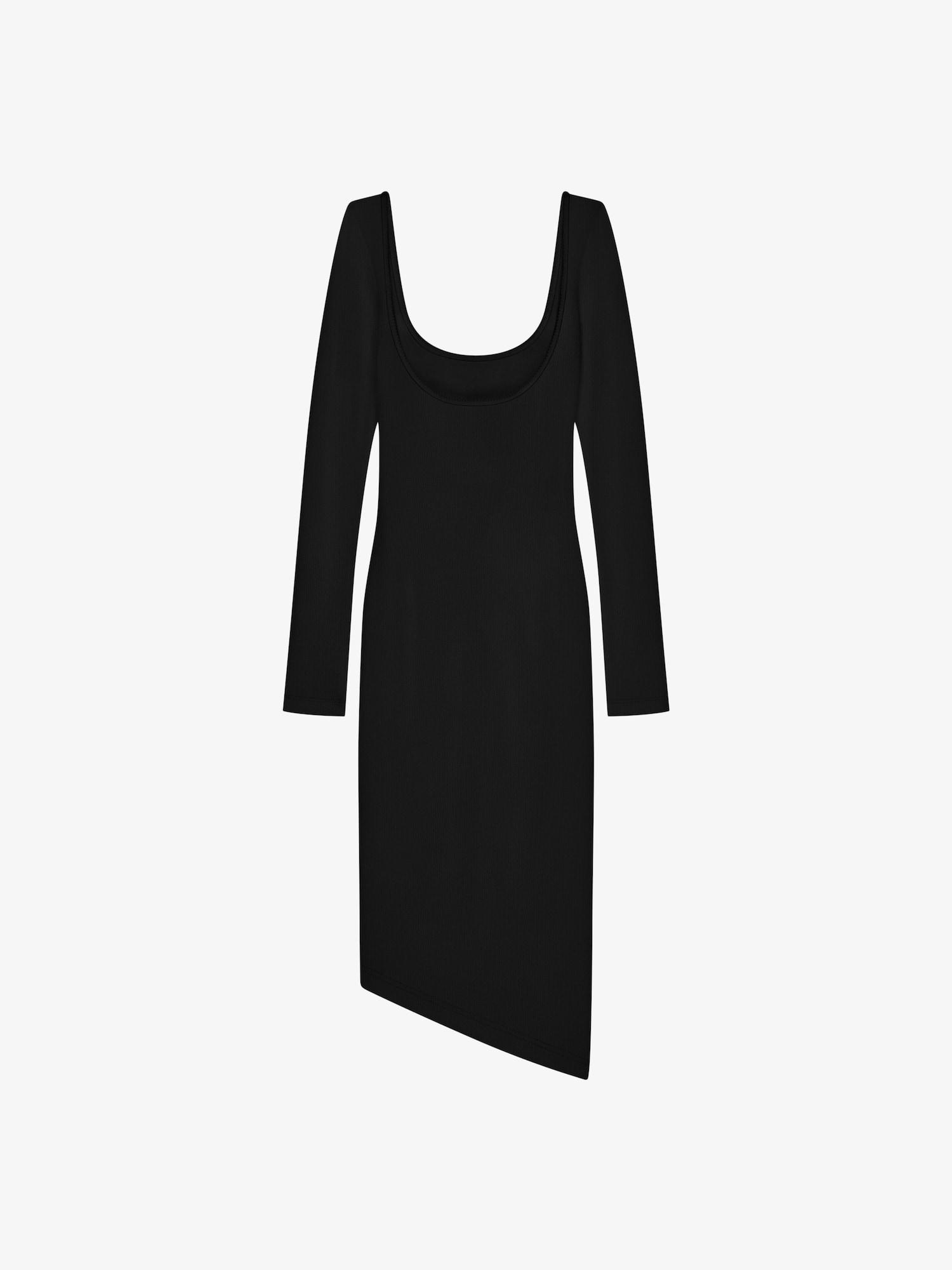 Asymmetric dress in ribbed cotton with 4G Liquid detail Product Image