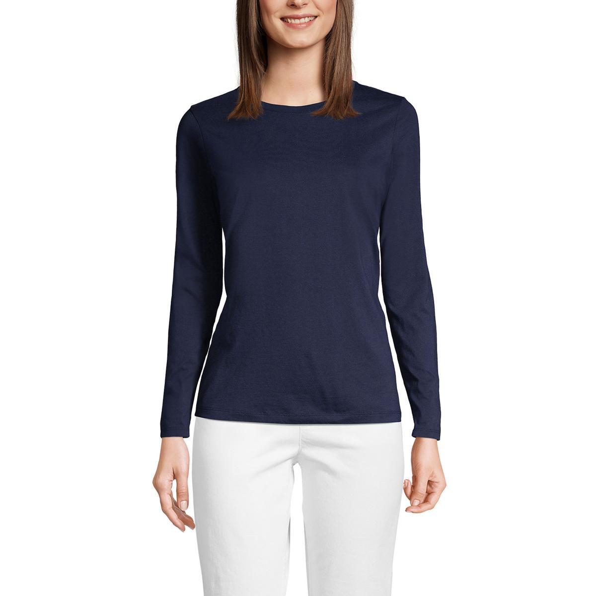 Petite Lands End Relaxed-Fit Supima Cotton Crewneck Tee, Womens Product Image