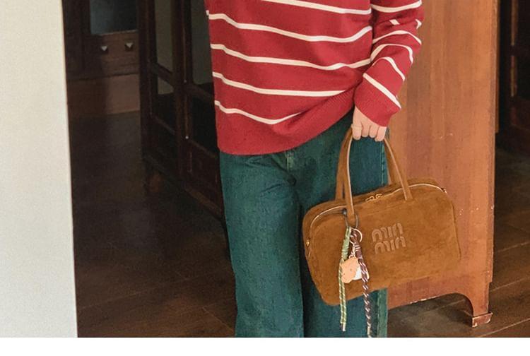 Long-Sleeve Striped Half-Zip Sweater Product Image