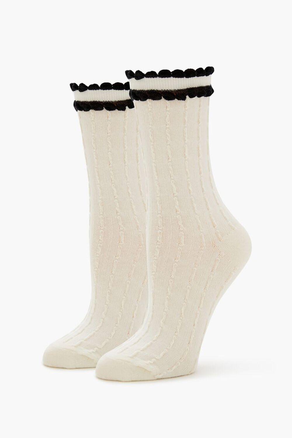 Scalloped-Trim Crew Socks | Forever 21 Product Image