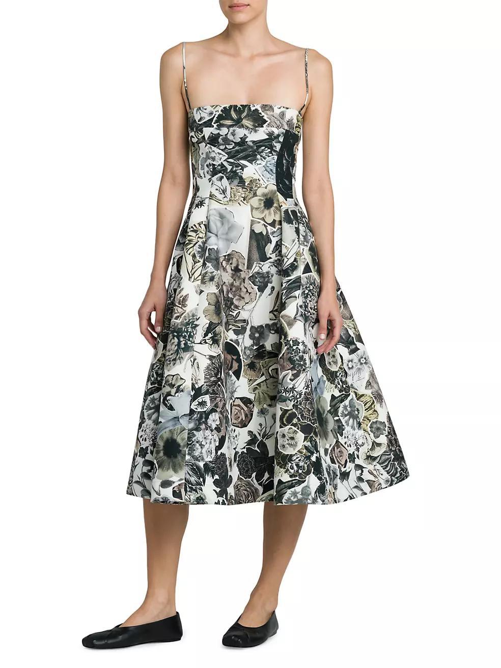 Floral Cotton Fit-And-Flare Midi-Dress Product Image