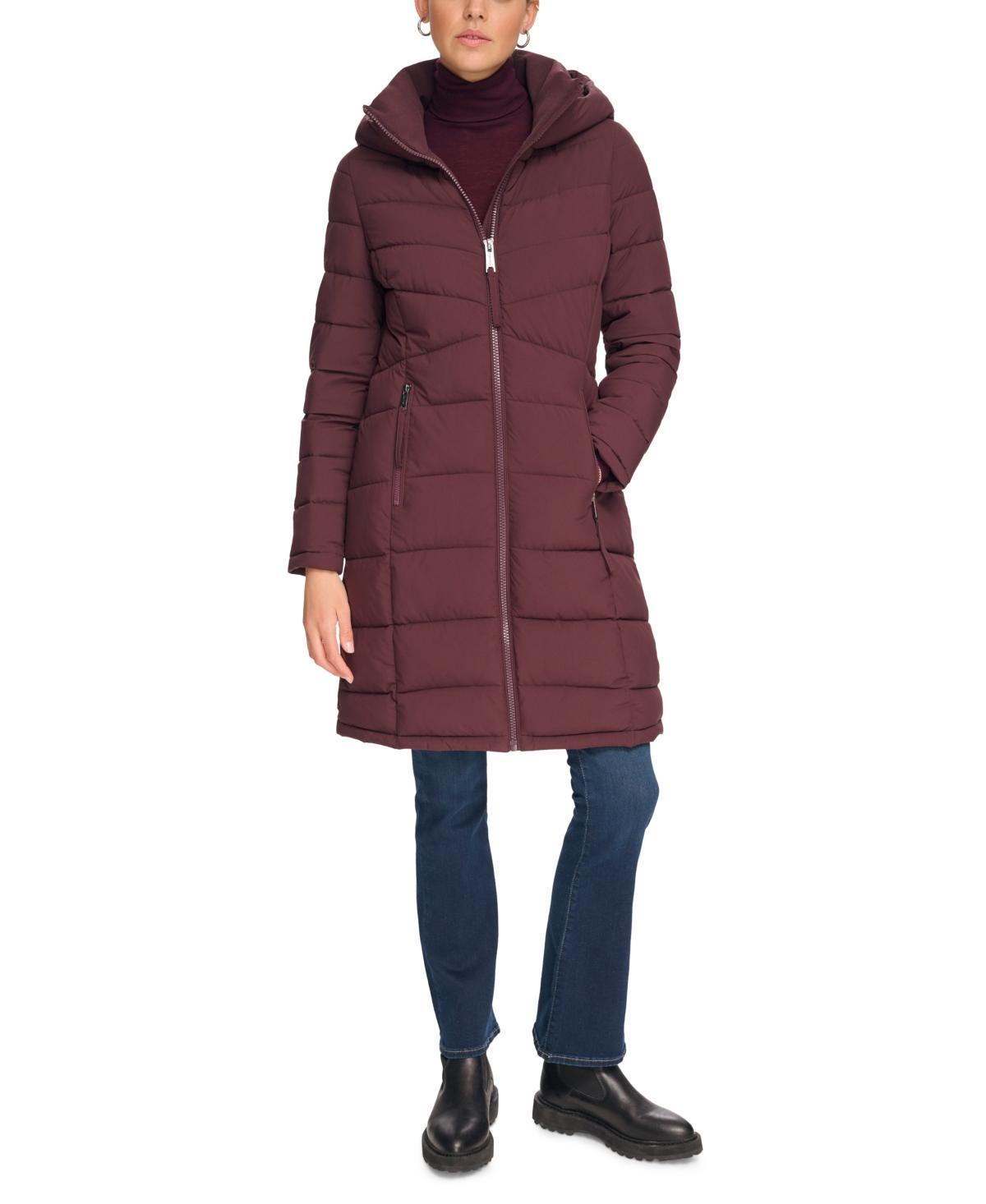 Calvin Klein Womens Hooded Stretch Puffer Coat, Created for Macys Product Image