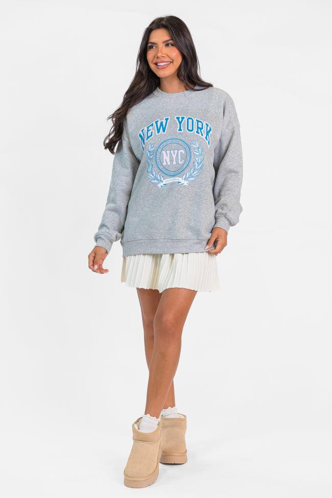 New York Athletic Department Light Grey Oversized Graphic Sweatshirt Product Image