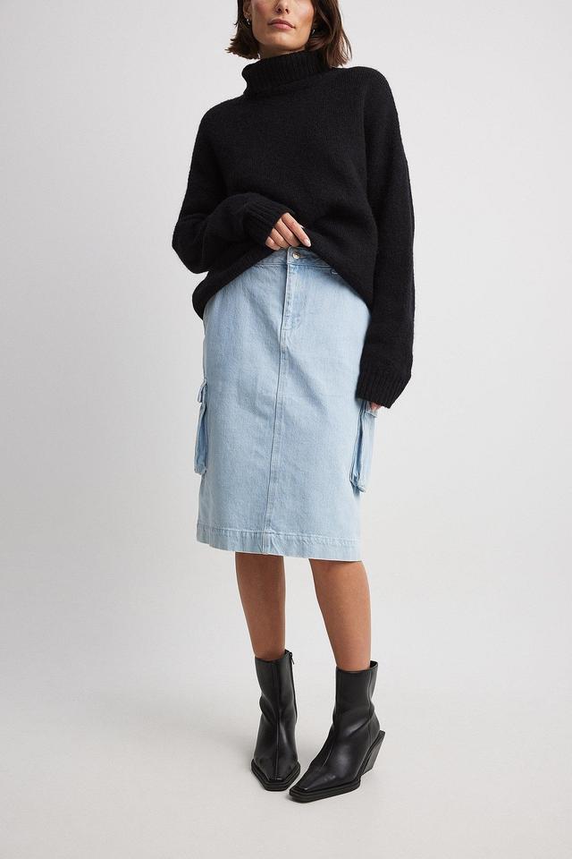 Cargo Detail Midi Denim Skirt Product Image