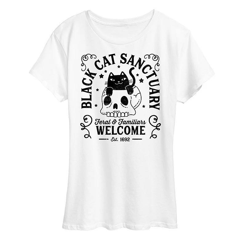 Womens Black Cat Sanctuary Graphic Tee Grey Green Product Image