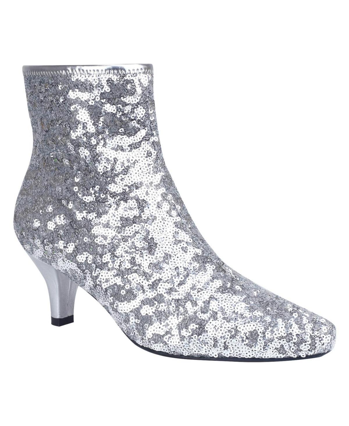 Impo Womens Naja Sequin Stretch Dress Booties - Silver- Fabric Product Image