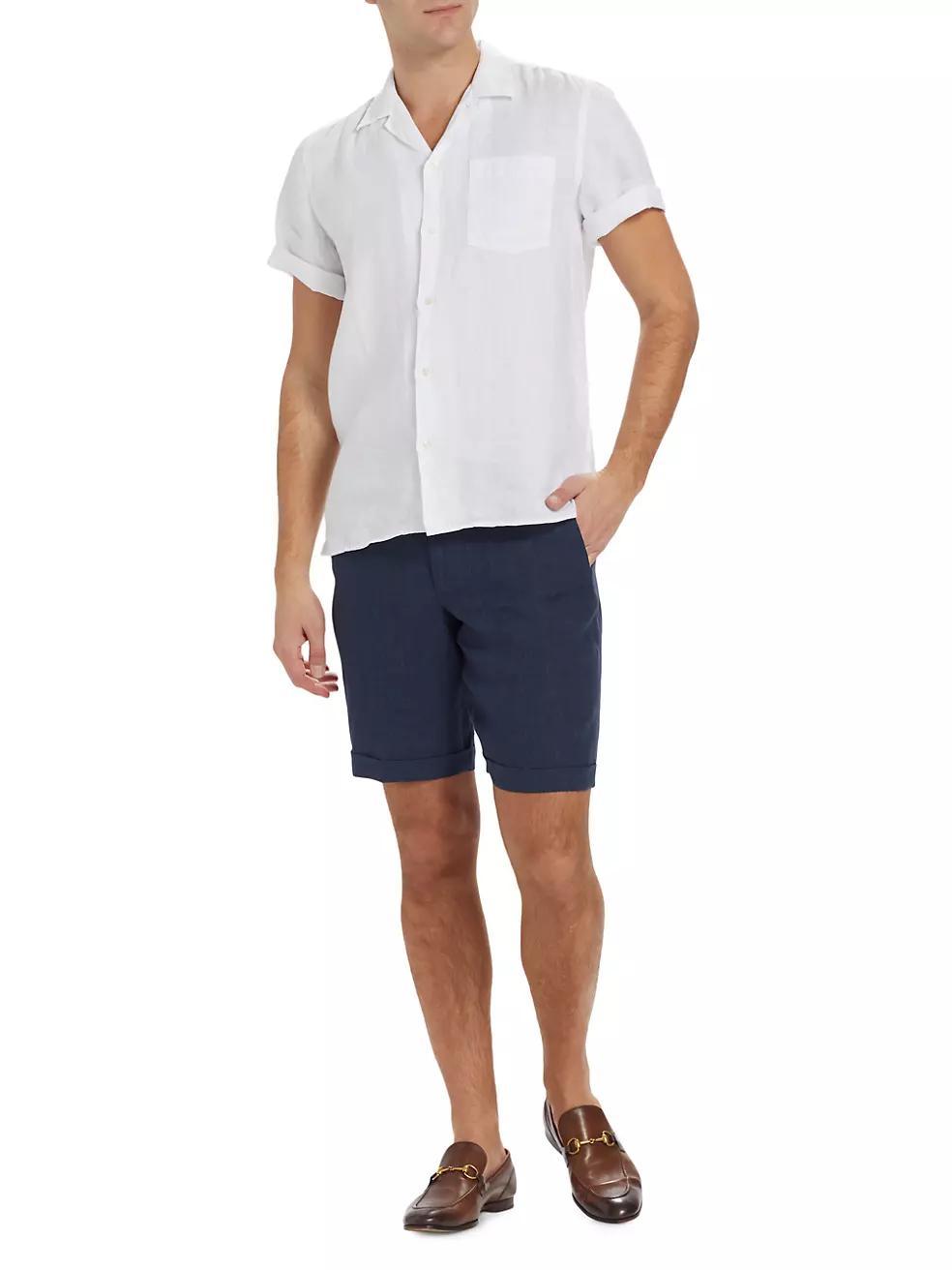 COLLECTION Linen Flat-Front Shorts Product Image