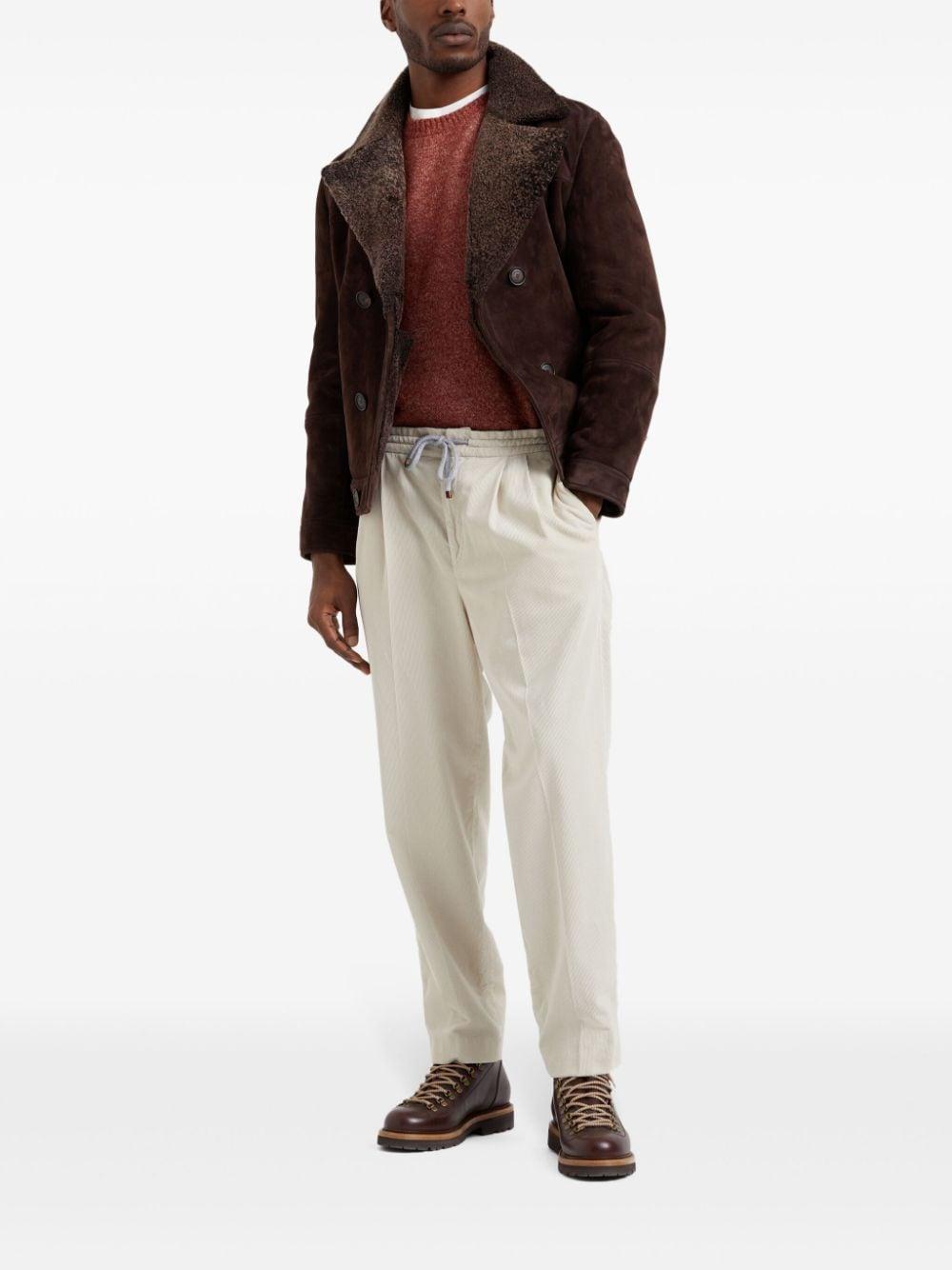 BRUNELLO CUCINELLI Pleat-detailing Cotton Trousers In White Product Image