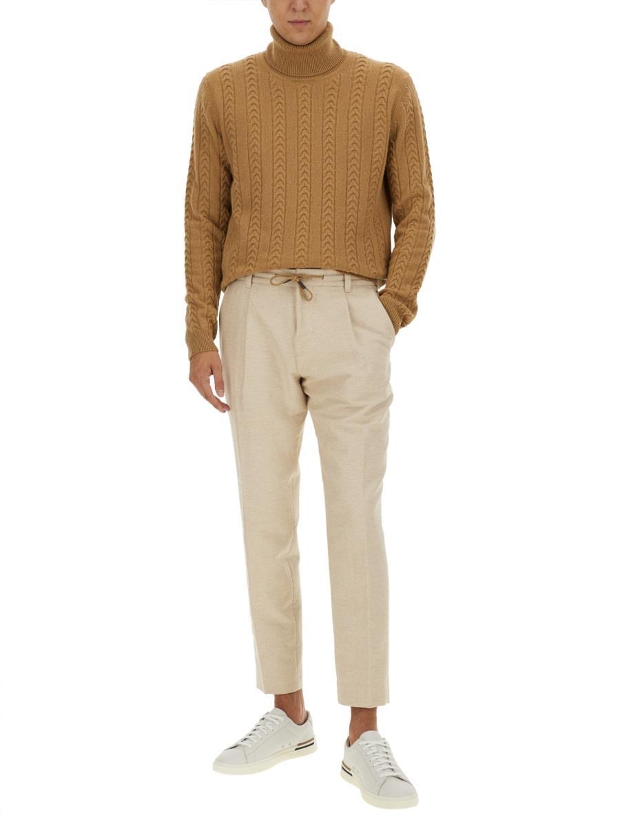 HUGO BOSS Cotton Pants In Beige Product Image