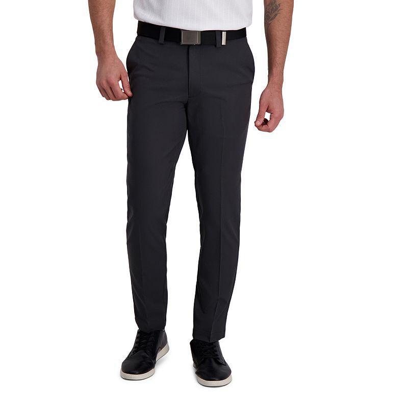 Mens Haggar Cool Right Performance Flex Slim-Fit Flat-Front Pants Dark Gray Grey Product Image