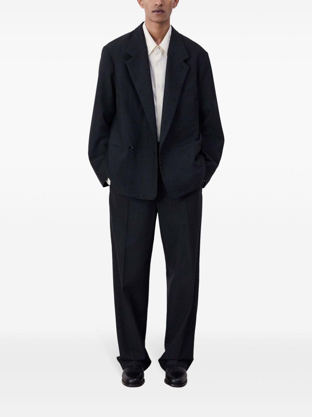 LEMAIRE Black Double-breasted Blazer In Mu200 Black / Grey M Product Image