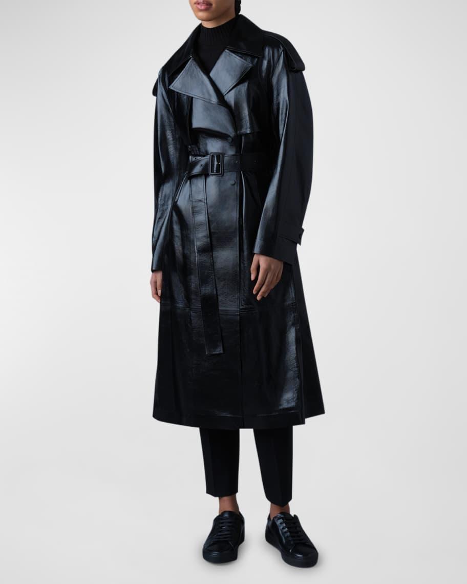 Carmela Belted Lambskin Leather Trench Coat Product Image