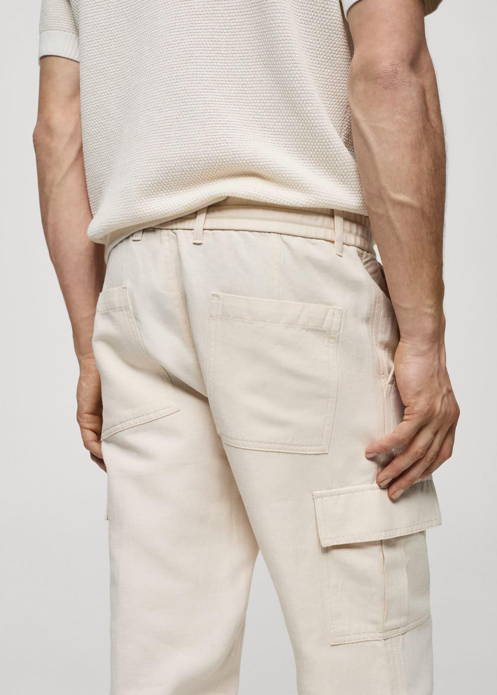 MANGO MAN - Cotton-linen cargo pants vanillaMen Product Image