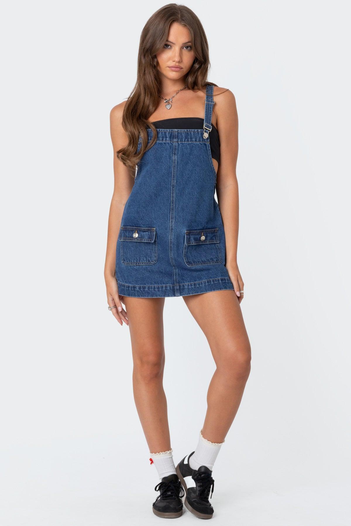 Overall Denim Mini Dress Product Image